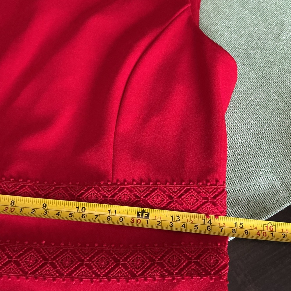 Calvin Klein Red Sleeveless Lace-Trim Midi Dress Size 4 - Picture 9 of 9